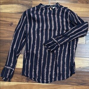 Striped Navy and silver women's blouse